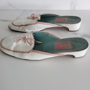 Lilly Pulitzer White Leather Mule Sliders - Women's 8.5 Medium